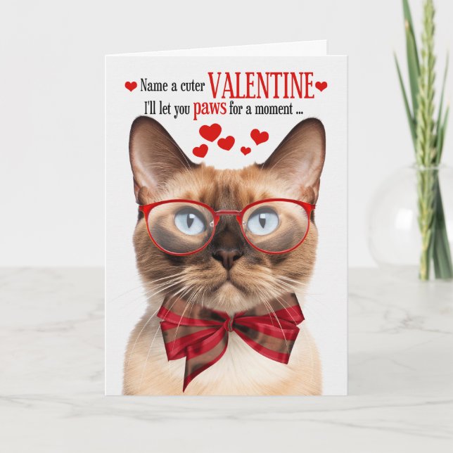 Cartes Pour Fêtes Annuelles Humour Feline de chats birmans Saint-Valentin (Devant)