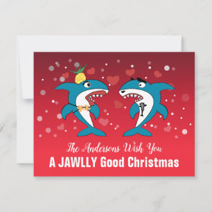 Cartes Pour Fêtes Annuelles Humour requin amusant Noël Rouge