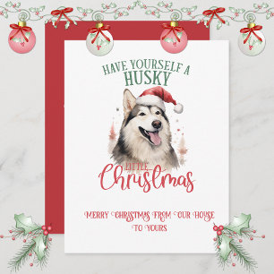 Cartes Pour Fêtes Annuelles Huskey Noël Fantaisiste  