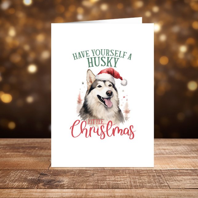 Cartes Pour Fêtes Annuelles Husky drôle Noël Joyeux Vacances (Créateur téléchargé)