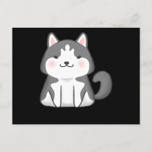 Cartes Pour Fêtes Annuelles Husky   Kawaii Siberian Husky Chien japonais Anime
