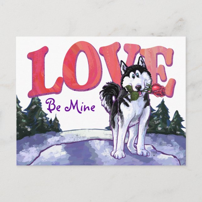 Cartes Pour Fêtes Annuelles Husky Valentine's Day (Devant)