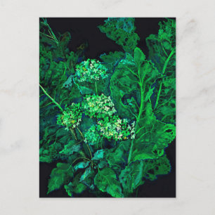 Cartes Pour Fêtes Annuelles Hydrangea et Horseradish Floral Art noir et vert