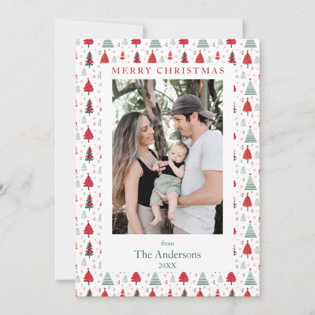 Cartes Pour Fêtes Annuelles Hygge Xmas Tree Motif Une photo Noël (Devant)