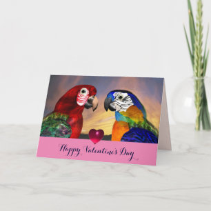 Cartes Pour Fêtes Annuelles HYPER PARROTS ROUGE, BLEU MACAWS Saint Valentin Am