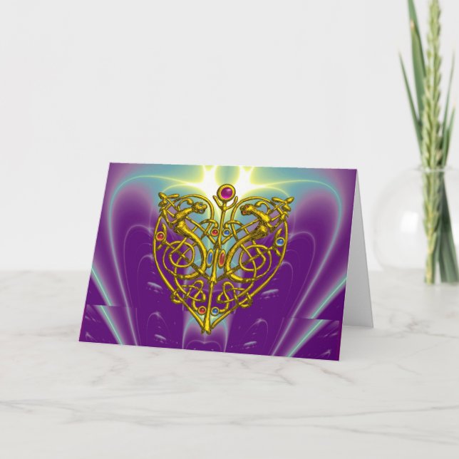 Cartes Pour Fêtes Annuelles HYPER VALENTINE / Gold Celtic Heart (Devant)