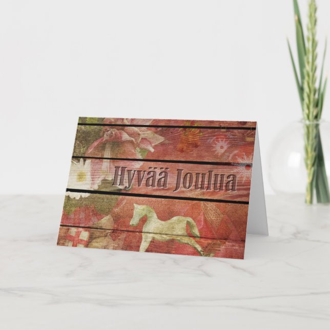 Cartes Pour Fêtes Annuelles Hyvää Joulua finlandais pour Noël du bois (Devant)