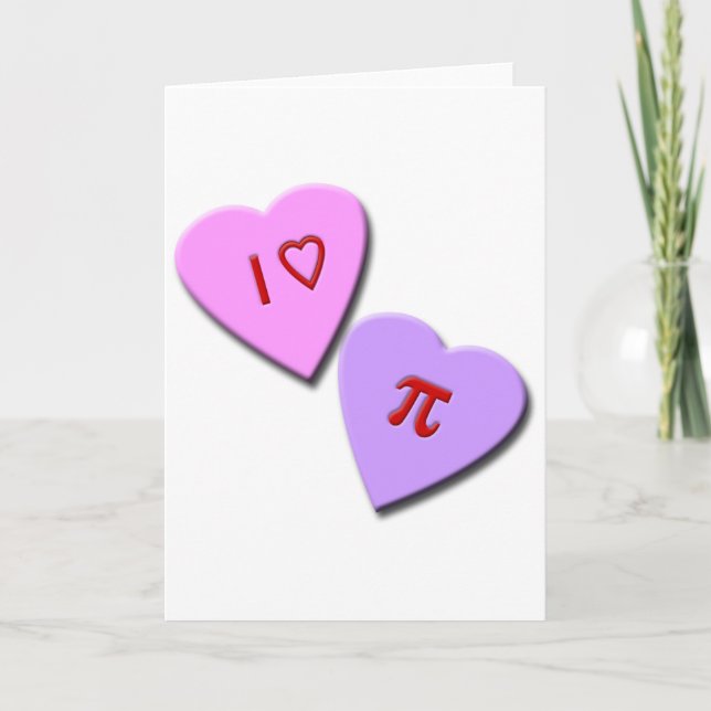 Cartes Pour Fêtes Annuelles I Heart Pi Candy Coeurs (Devant)