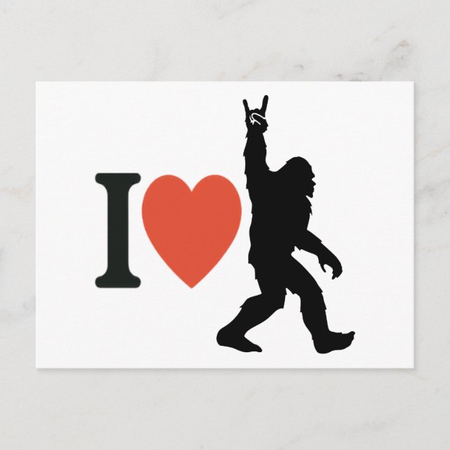 Cartes Pour Fêtes Annuelles I Love Bigfoot Rock On (Devant)