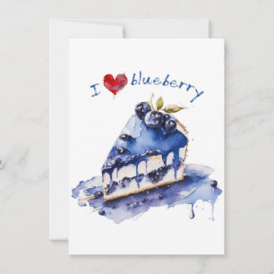 Cartes Pour Fêtes Annuelles I Love Blueberry TShirt, Blueberry Cake Aquarelle