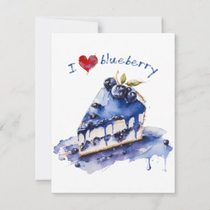 Cartes Pour Fêtes Annuelles I Love Blueberry TShirt, Blueberry Cake Aquarelle