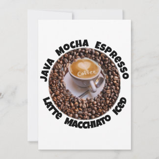 Cartes Pour Fêtes Annuelles I Love Coffee Java, Latte, Cappucino Greeting Note