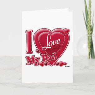 Cartes Pour Fêtes Annuelles I Love My Dad rouge - coeur
