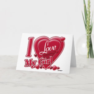 Cartes Pour Fêtes Annuelles I Love My Girl rouge - coeur