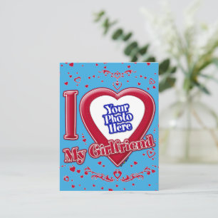 Cartes Pour Fêtes Annuelles I Love My Girlfriend Photo Red Hearts Turquoise