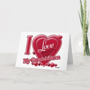 Cartes Pour Fêtes Annuelles I Love My Grandchildren coeur rouge
