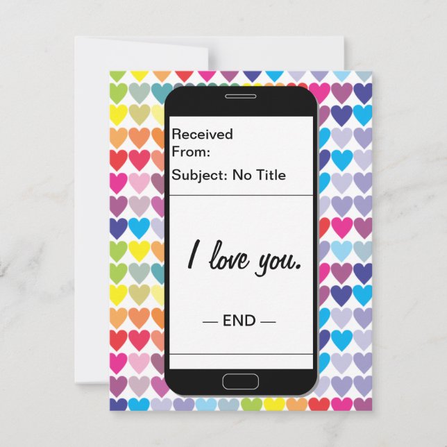 Cartes Pour Fêtes Annuelles I Love You Email Smartphone Romantique Valentine's (Devant)