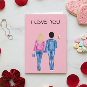 Cartes Pour Fêtes Annuelles I Love you Girlfriend Saint Valentin aquarelle