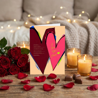 Cartes Pour Fêtes Annuelles I Love You My Heart Abstract Brushstroke