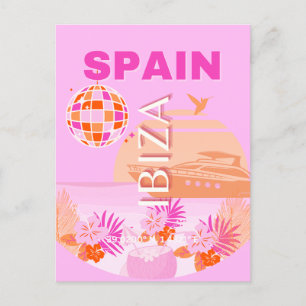 Cartes Pour Fêtes Annuelles Ibiza, Espagne, Art Voyage, Art Preppy, Rose, Prep