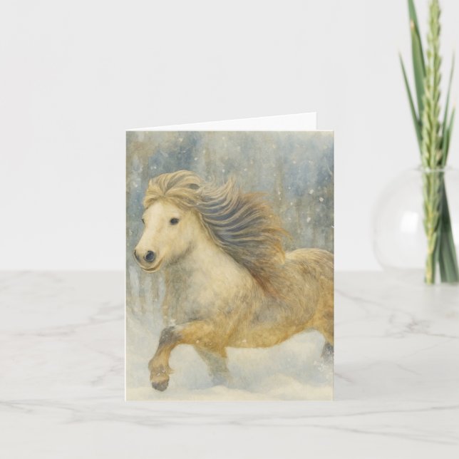 Cartes Pour Fêtes Annuelles Icelandic Horse Winter Scene Card (Devant)