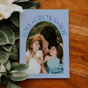Cartes Pour Fêtes Annuelles Ici pousse l'amour Arch Bleu givré Saint-Valentin