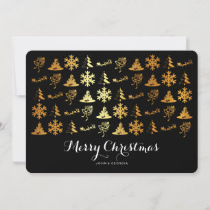 Cartes Pour Fêtes Annuelles Icônes de Noël en noir et or