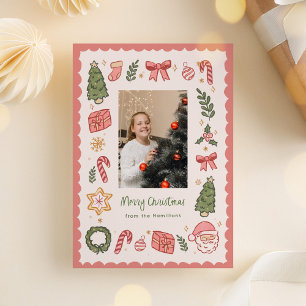 Cartes Pour Fêtes Annuelles Icônes de Noël mignonnes en blanc dessinées à la m