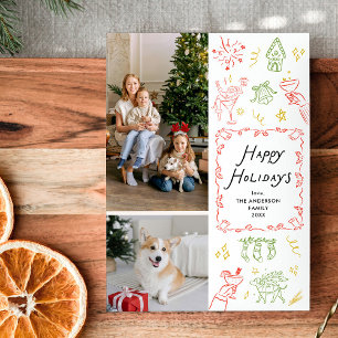 Cartes Pour Fêtes Annuelles Icônes tirées à la main, Joyeuses fêtes 2 Photo