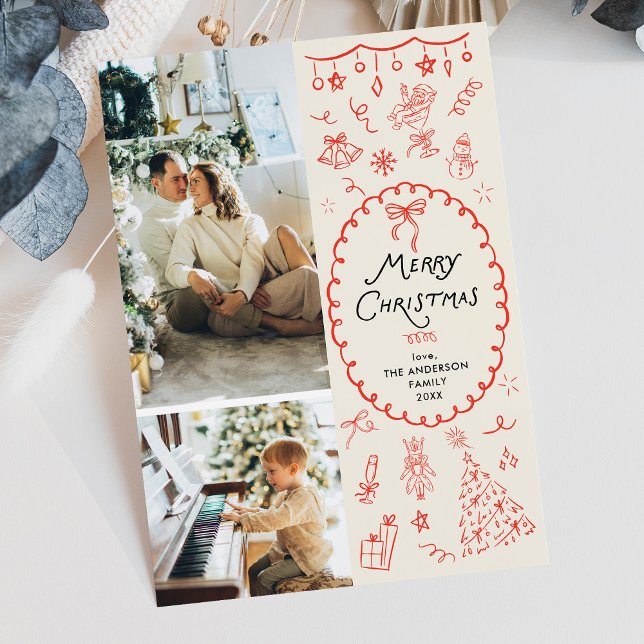 Cartes Pour Fêtes Annuelles Icônes Tirées main Rétro Joyeux Noël 2 Photo (Créateur téléchargé)