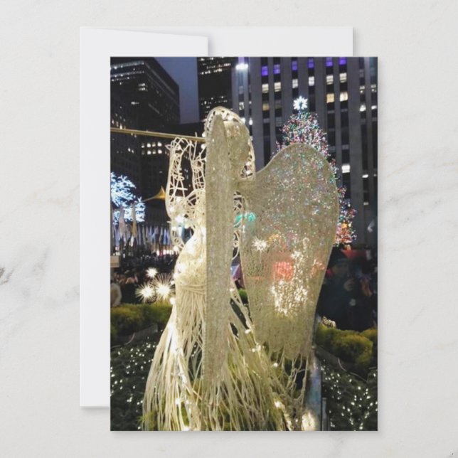 Cartes Pour Fêtes Annuelles Iconic Elegant Angel à Rockefeller Plaza FLAT (Devant)
