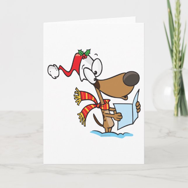 Cartes Pour Fêtes Annuelles idiot chiot chantant xmas carols dessin animé (Devant)