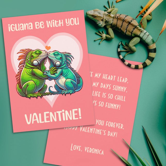 Cartes Pour Fêtes Annuelles Iguana Soyez Avec Vous Mignonne Drôle Valentine (Créateur téléchargé)