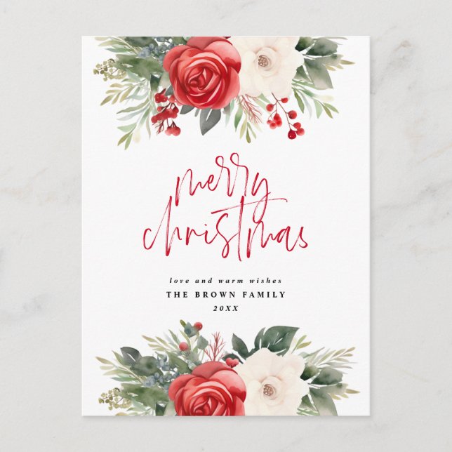 Cartes Pour Fêtes Annuelles Iivoire couronne de Noël Aquarelle de Noël (Devant)