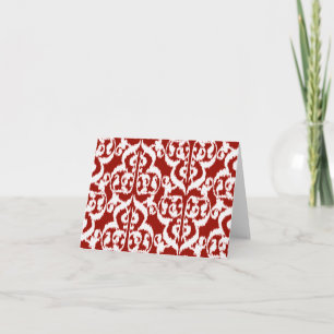 Cartes Pour Fêtes Annuelles Ikat Moorish Damask - rouge foncé et blanc