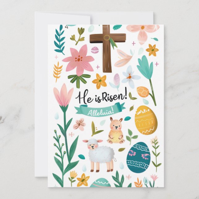 Cartes Pour Fêtes Annuelles Il Est Ressuscité Chrétien De Pâques (Devant)