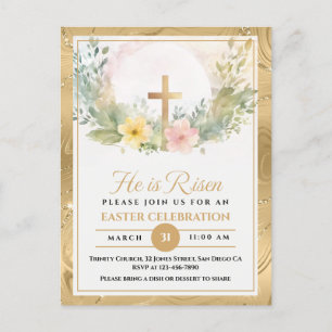 Cartes Pour Fêtes Annuelles Il Est Ressuscité Fleurs D'Aquarelle De Pâques, Re