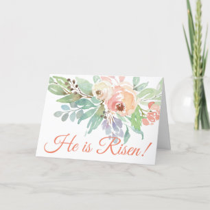 Cartes Pour Fêtes Annuelles Il est ressuscité Floral Christian Pâques