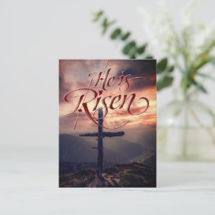 Cartes Pour Fêtes Annuelles Il est ressuscité Pâques Script Cross