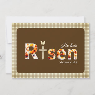 Cartes Pour Fêtes Annuelles Il est ressuscité Verset biblique Croix Religieuse