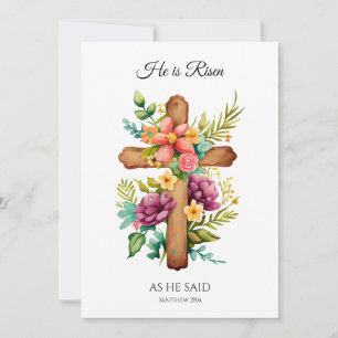 Cartes Pour Fêtes Annuelles Il Est Risqué Comme Il L'A Dit Pâques Croix Floral