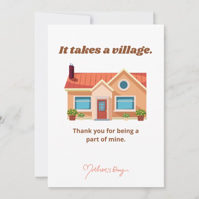 Cartes Pour Fêtes Annuelles Il faut un village, Joyeuse fête des mères (Devant)
