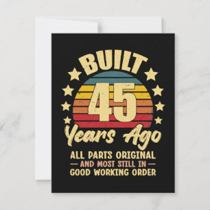 Cartes Pour Fêtes Annuelles Il y a 45 ans Toutes les pièces d'origine 45e anni