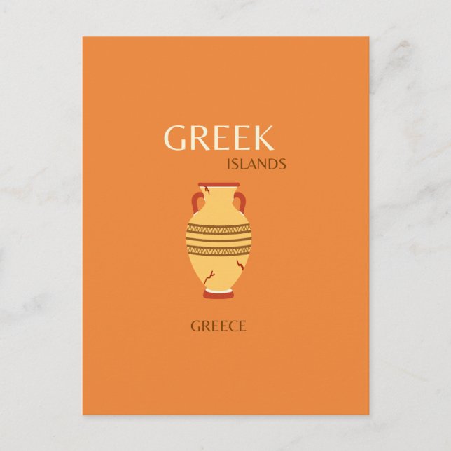 Cartes Pour Fêtes Annuelles Îles grecques, Grèce, Voyage, Preppy, Orange (Devant)