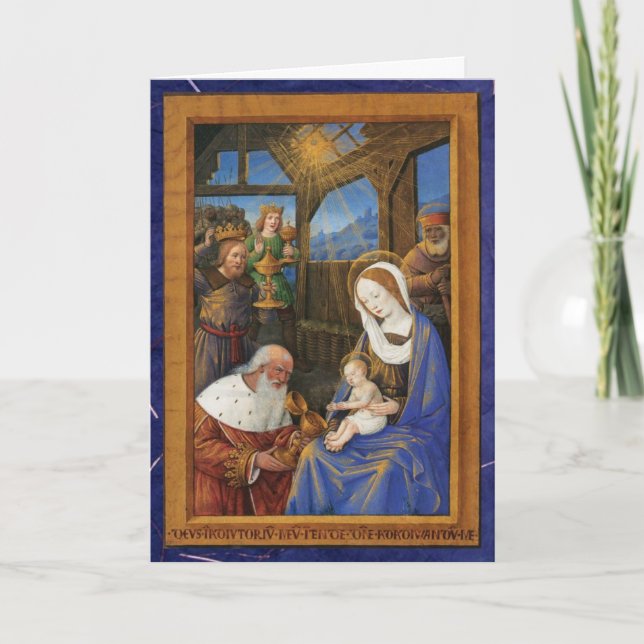 Cartes Pour Fêtes Annuelles Illumination de l'adoration Noël chrétien (Devant)