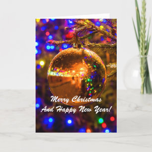 Cartes Pour Fêtes Annuelles Illumination jaune boule de Noël