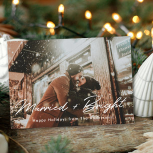 Cartes Pour Fêtes Annuelles Illuminations de Noël Marié et couverture photo br
