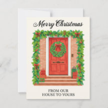 Illustrated Red Door Garland Wreath