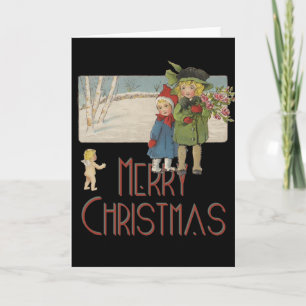 Cartes Pour Fêtes Annuelles Illustration Antique Enfants Noël 1920