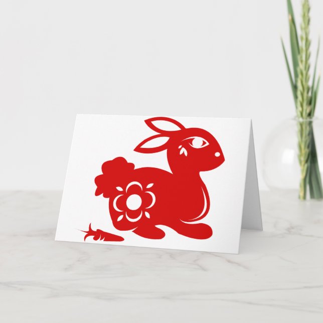 CARTES POUR FÊTES ANNUELLES ILLUSTRATION CHINOISE DU LAPIN PAPERCUT DE (Devant)